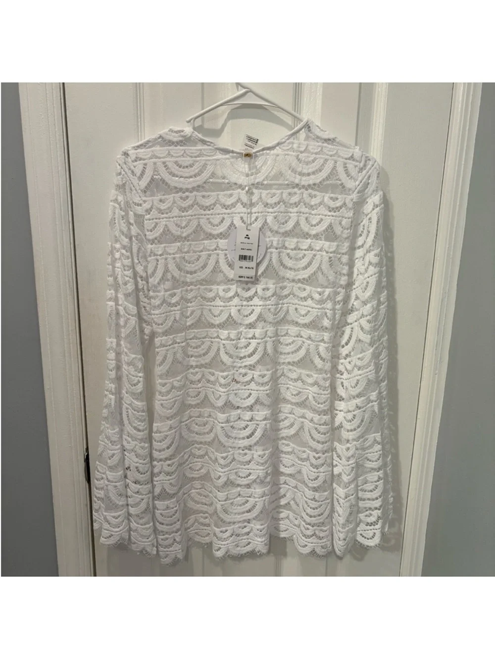 Women's White Crochet Swim Cover-Up Tunic